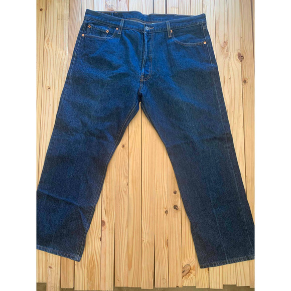 Men's 501xx dark blue Jeans - button fly - Like New - W42 L32 - Picture 1 of 8
